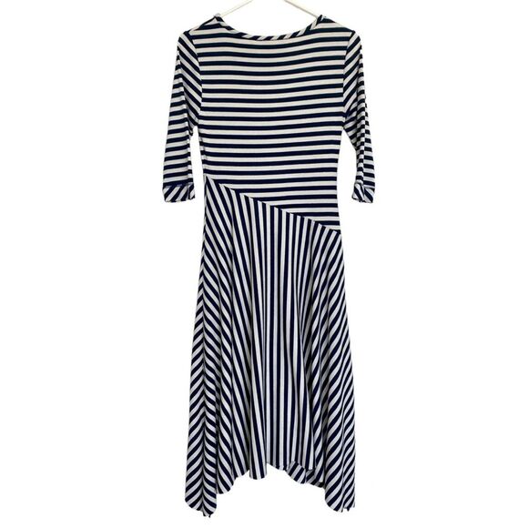 Soft Surroundings Vivianna Asymmetric Stripe Ribbed Flowy Midi Dress Size XS - Picture 4 of 9